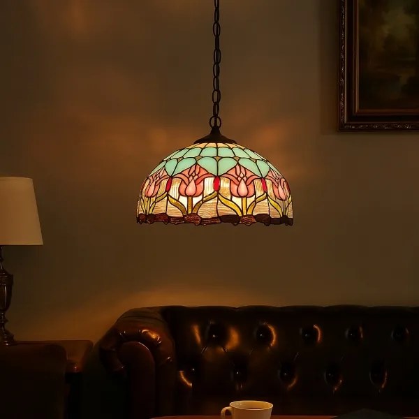 Brilagi - Tiffany vitrážový luster na reťazi LORAS 2xE27/60W/230V