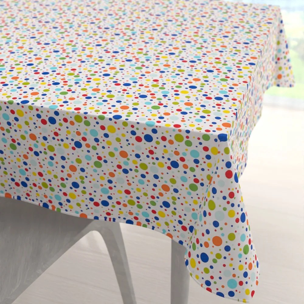 Biante Detský bavlnený štvorcový obrus Sandra SA-006 Farebné bodky na bielom 80x80 cm
