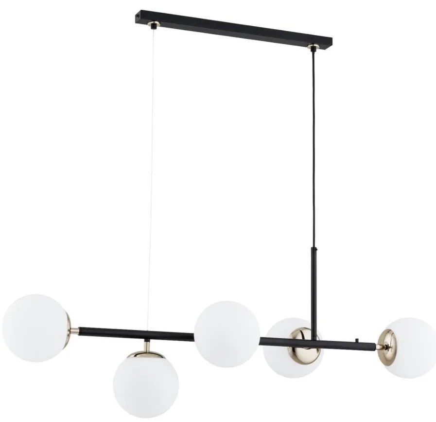 Luster na lanku DANSA 5xE14/10W/230V čierna/zlatá