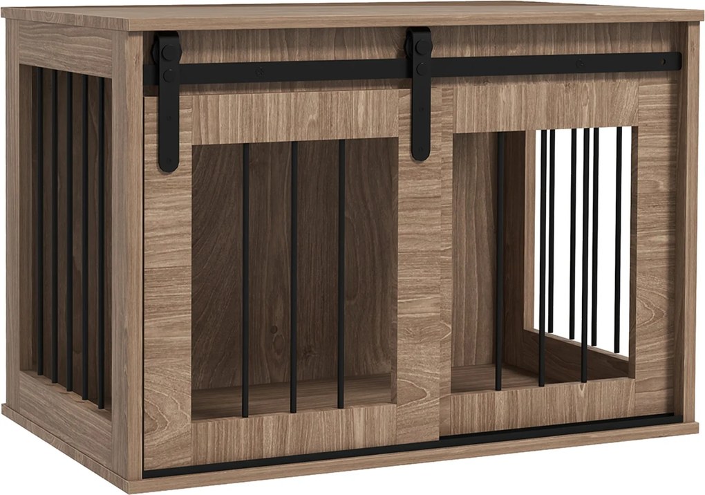 PawHut Klietka pre psy do interiéru s 1 posuvnými dverami, bočný stolík, vzhľad dreva, rozmery 57V x 80Š x 54H cm | Aosom