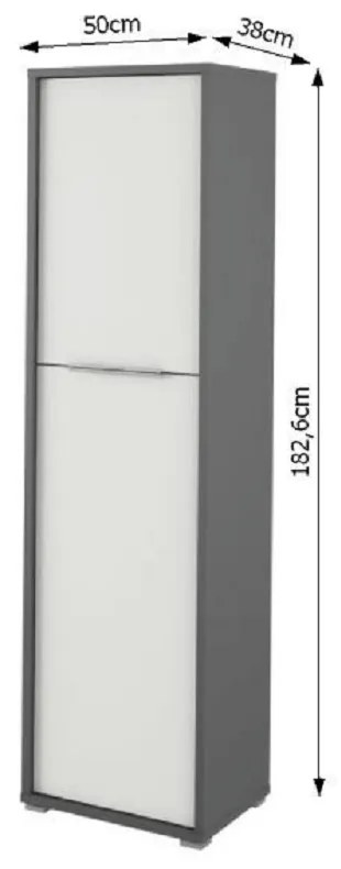 Policová skriňa, grafit/biela, RIOMA NEW TYP 08