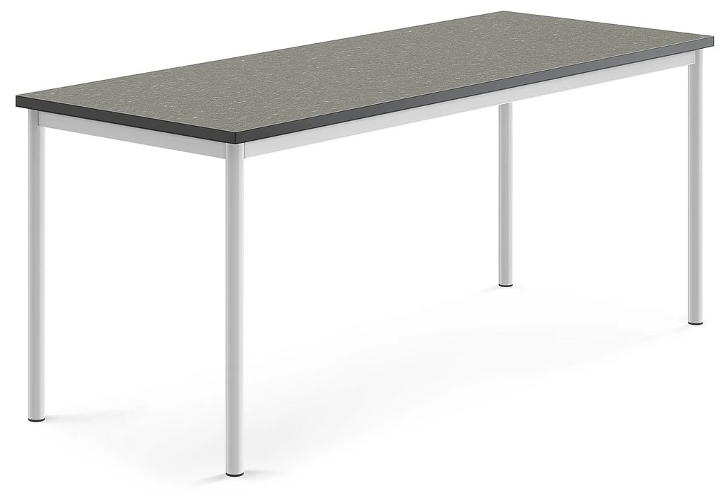 Stôl SONITUS, 1800x700x720 mm, linoleum - tmavošedá, biela