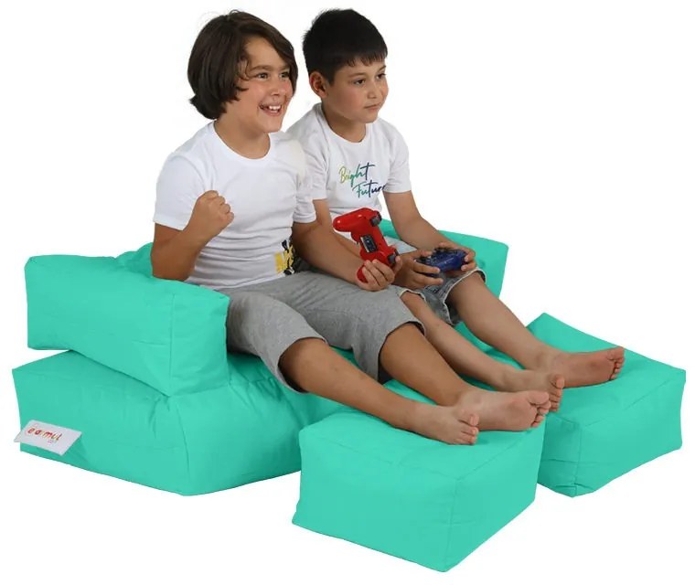 Dětský sedací vak Poufy s taburety 100 cm tyrkysový