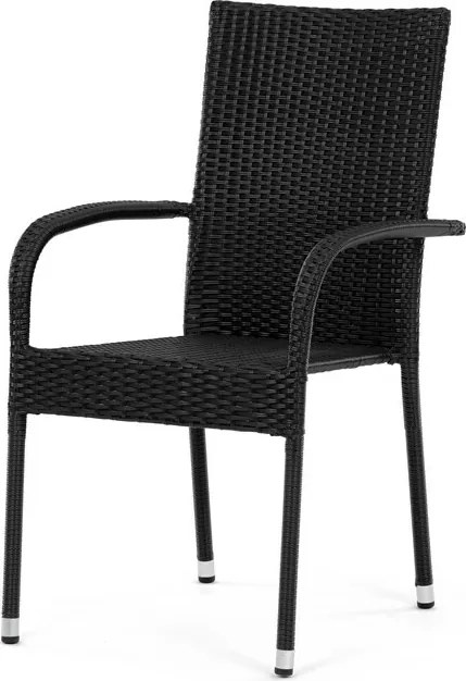 Autronic Záhradná stolička, kov, polyratan, čierna, AZC-S2113 BK