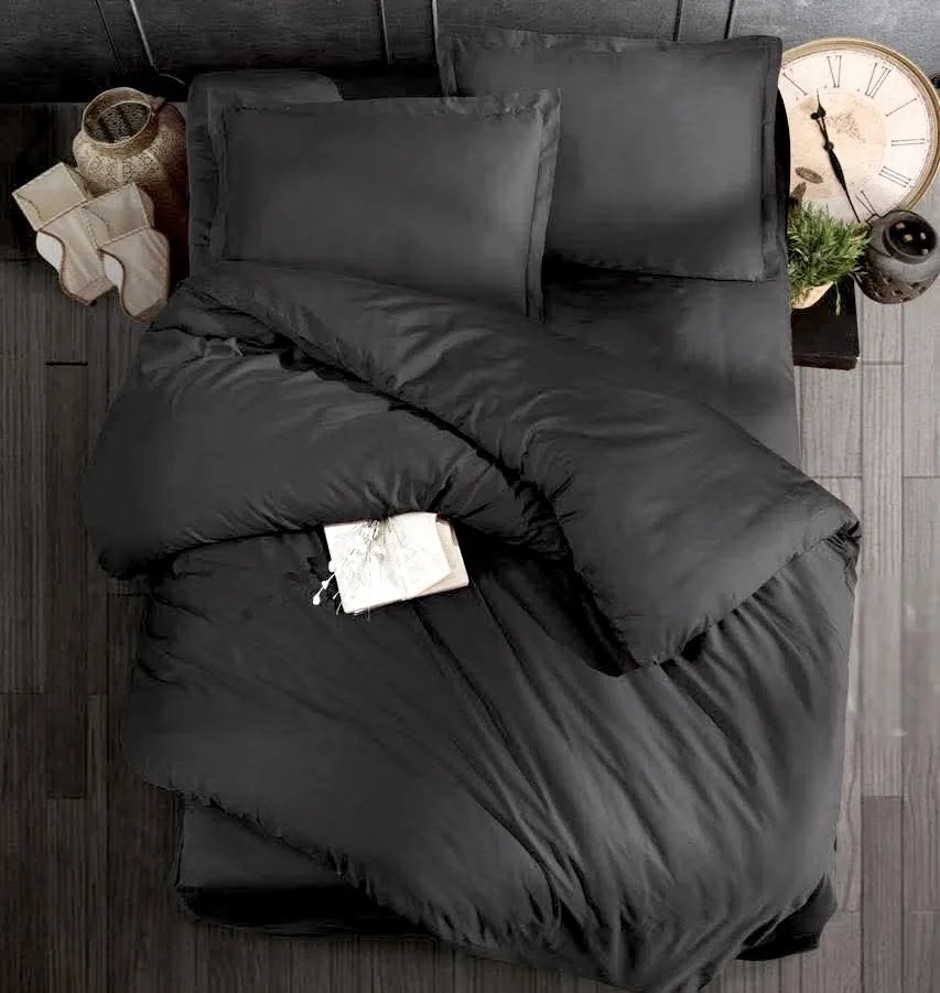 Obliečky bavlnený satén exclusive Modern tmavo sivé 200x140cm+90x70cm TiaHome