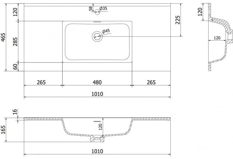 Mexen Otis, umývadlo na zapustenie 101 x 46,5 cm, biela matná, 25181001