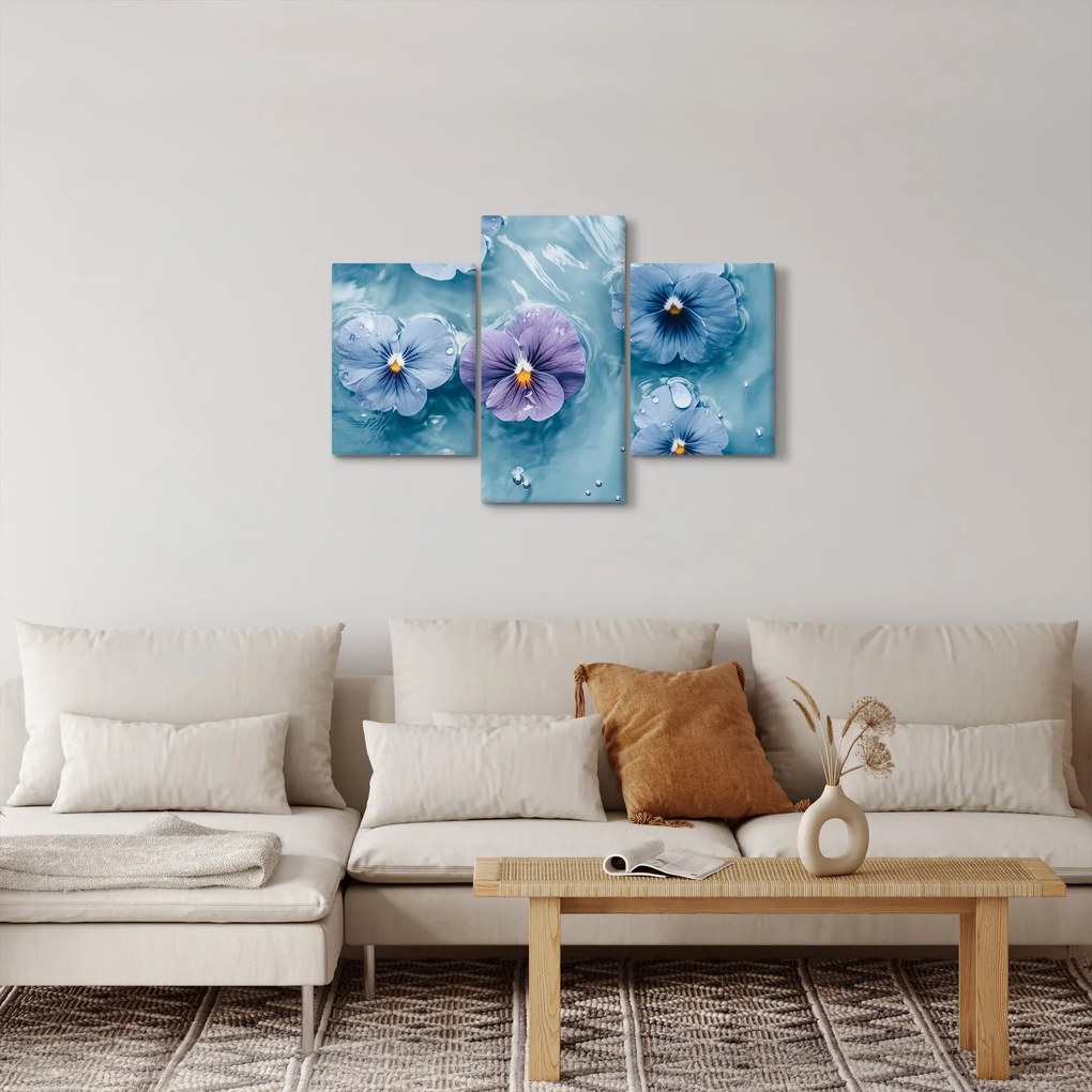 Obraz - Fialky vo vode (90x60 cm)