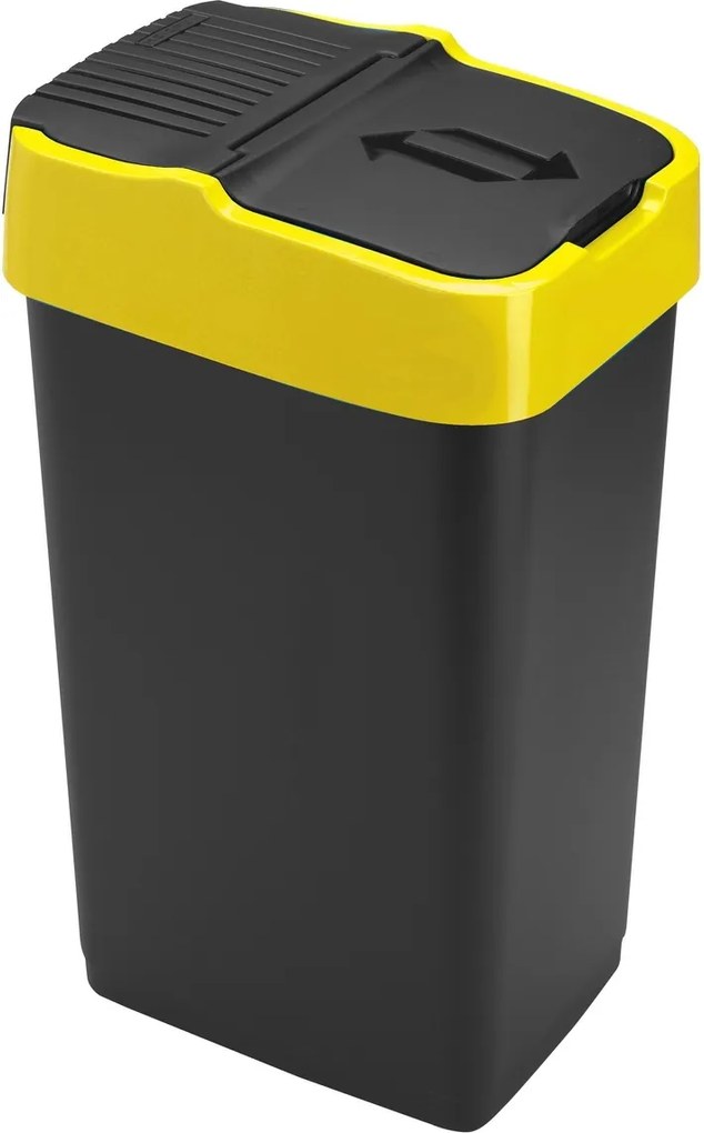 Heidrun Odpadkový kôš 35 l, čierny so žltým pruhom