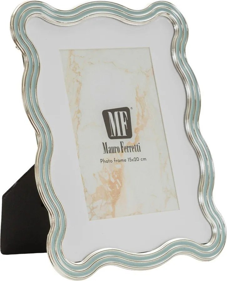 Svetlomodrý/v striebornej farbe kovový/sklenený stojací rámček 17,5x22,5 cm Elizabeth – Mauro Ferretti