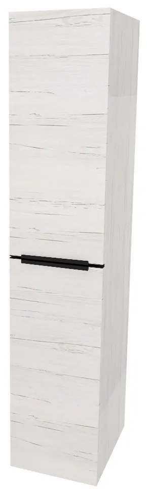 Mereo, Mereo Mailo, kúpeľňová skrinka vysoká 170 cm, čierne madlo, Multidecor, Pino Aurélio, MER-CN594LPBPINO