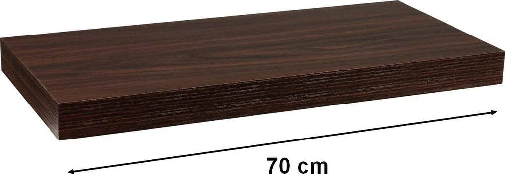 Nástěnná police STILISTA VOLATO - tmavé dřevo 70 cm