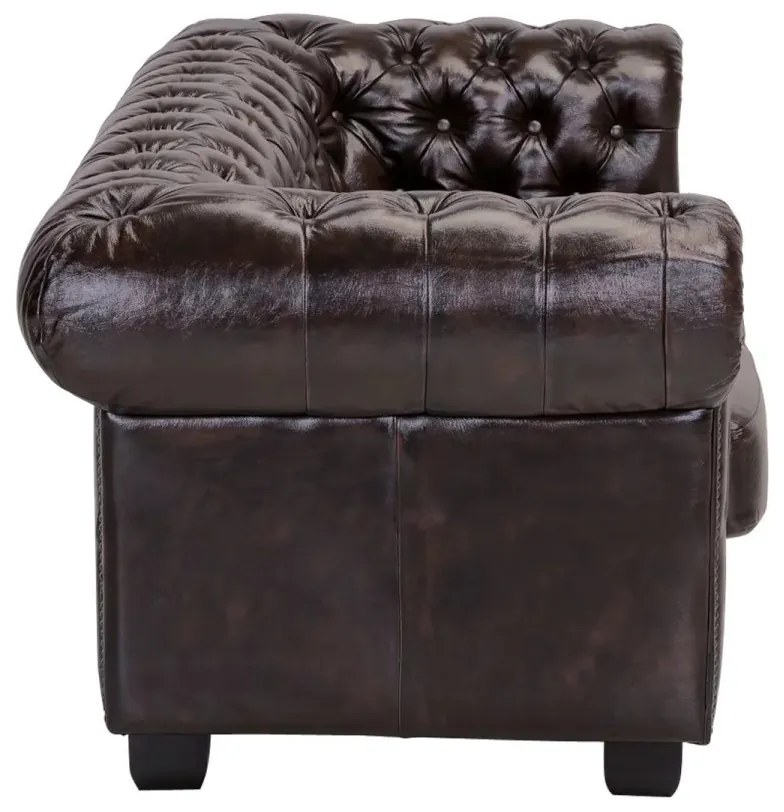 furniture-nabytek.cz - Trojmiestna pohovka Chesterfield z pravej kože, hnedá – 200×90×72 cm