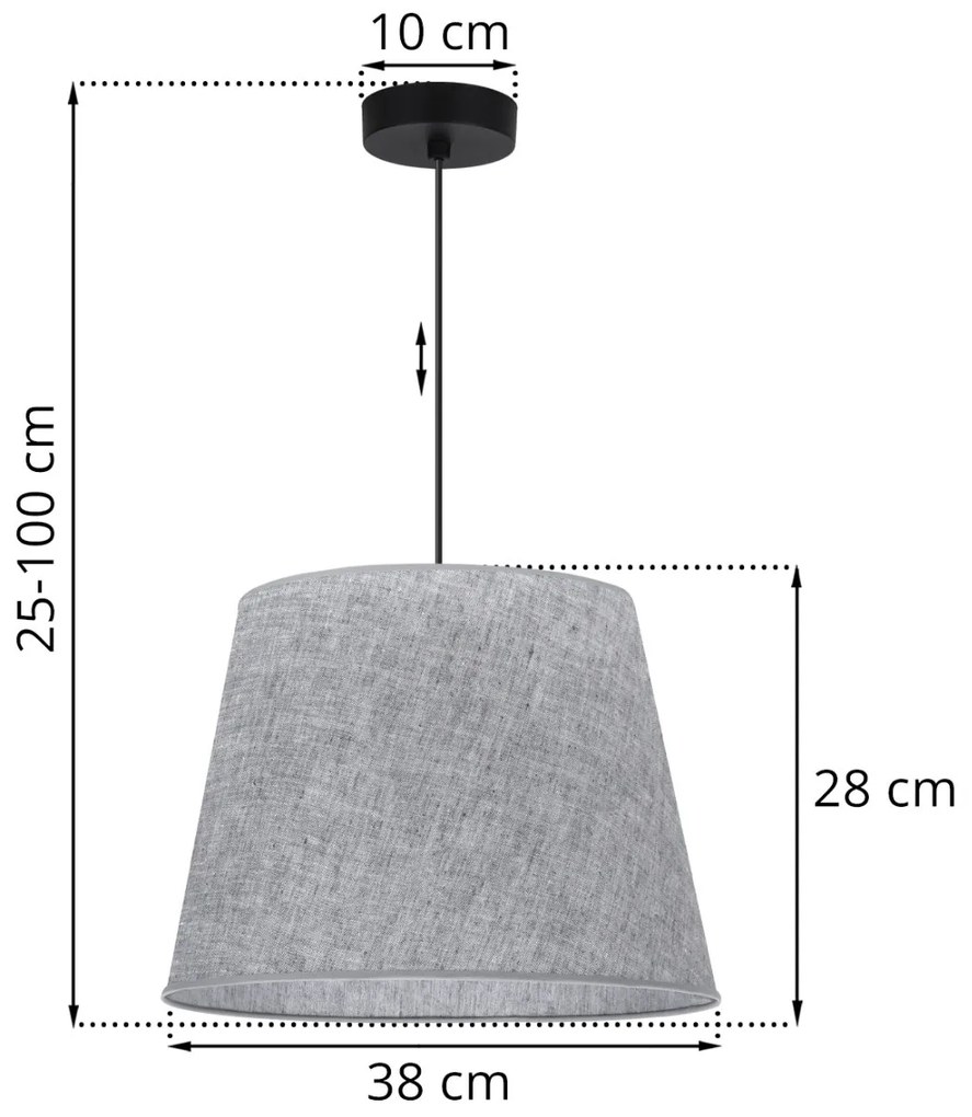 Závesné svietidlo Len1, 1x šedé textilné tienidlo, (fi 38 cm), b