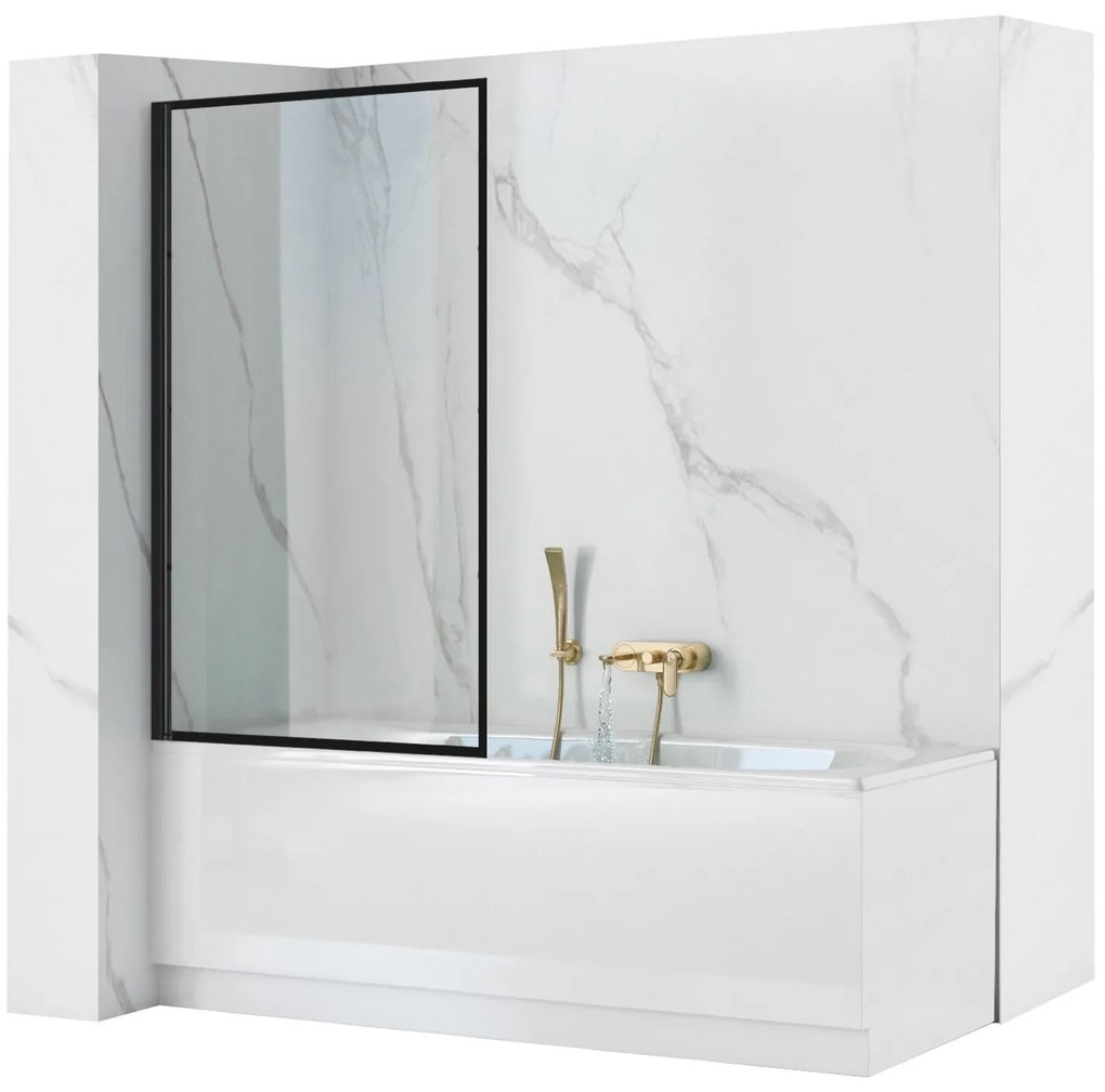 Rea Lagos, vaňová zástena, 1-krídlová, 80 x 140 cm, čierna-transparentná, REA-K7633