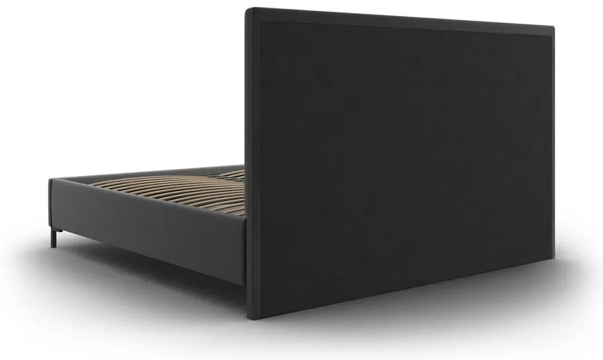Tmavosivá čalúnená dvojlôžková posteľ s úložným priestorom s roštom 160x200 cm Casey – Mazzini Beds