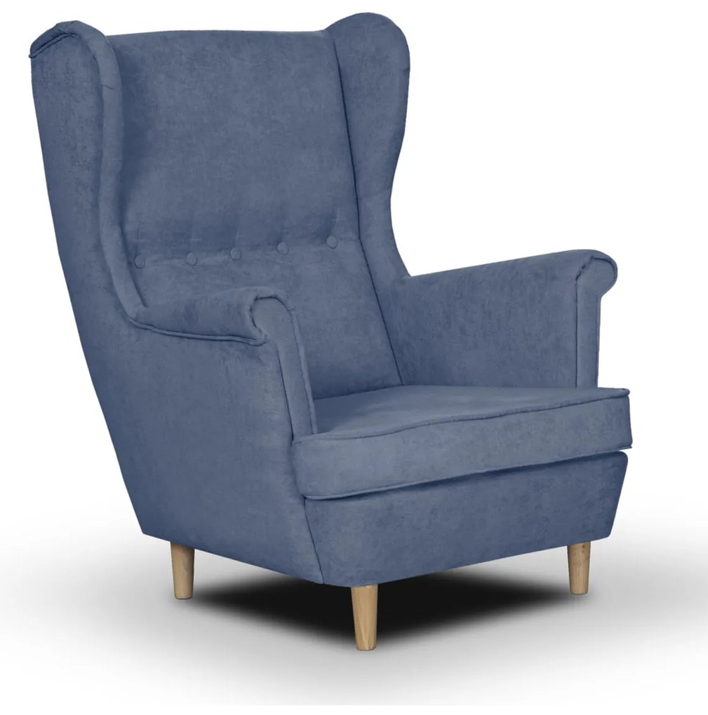 Skandinávske kreslo Ušák ELI Námornícka modrá