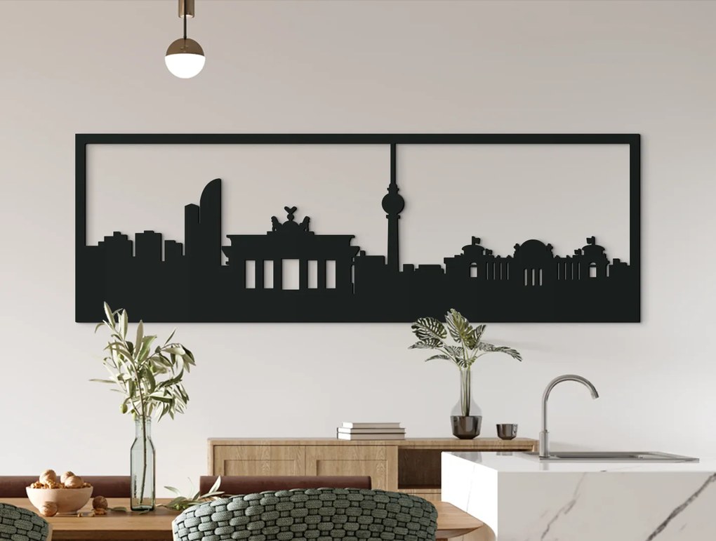 drevko Obraz Berlín panoráma Rozmer obrazu: 29,5 x 89 cm, Farba dekorácie: Čierna
