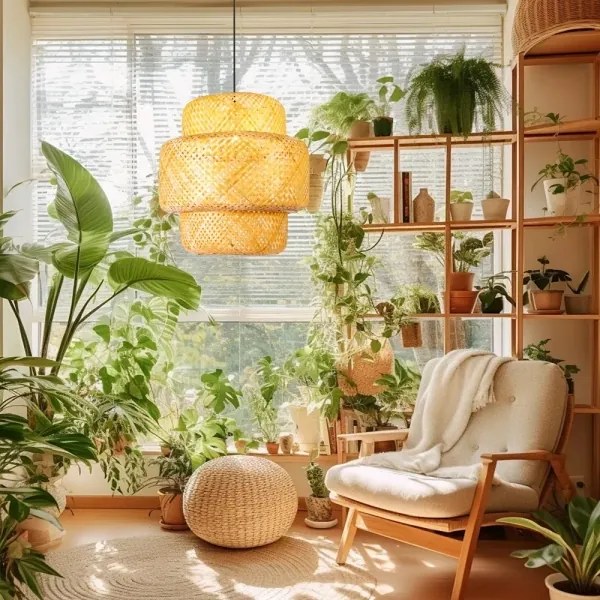 Immax 08268L - Luster na lanku HILO 1xE27/40W/230V pr. 47 cm bambus