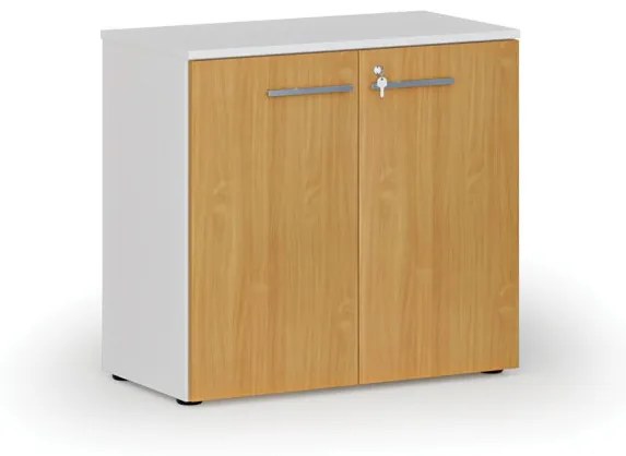 Kancelárska skriňa s dverami PRIMO WHITE, 740 x 800 x 420 mm, biela/buk