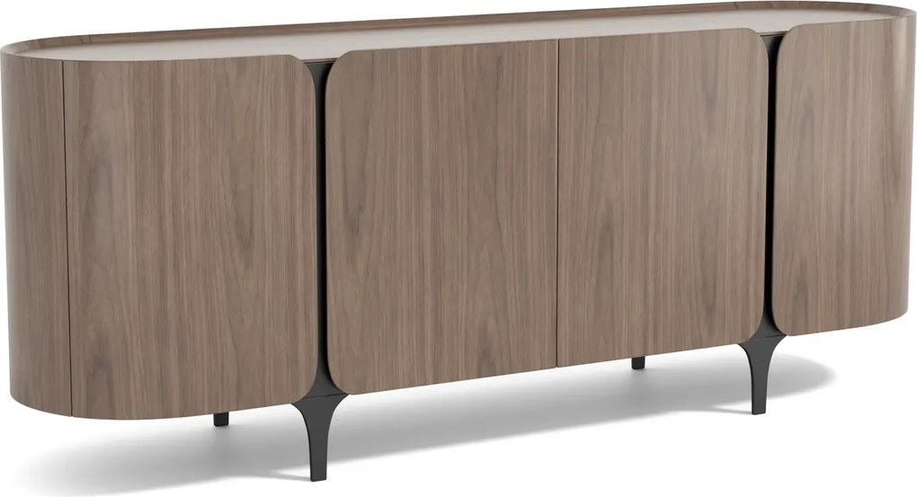 Komoda Sileno 200 cm ořech/černá