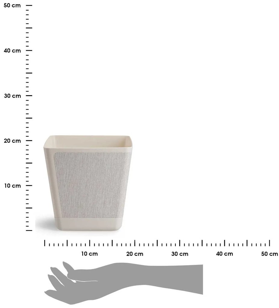 PLASTOVÝ KVETINÁČ PILEA TX 18X18 CM KRÉMOVÁ
