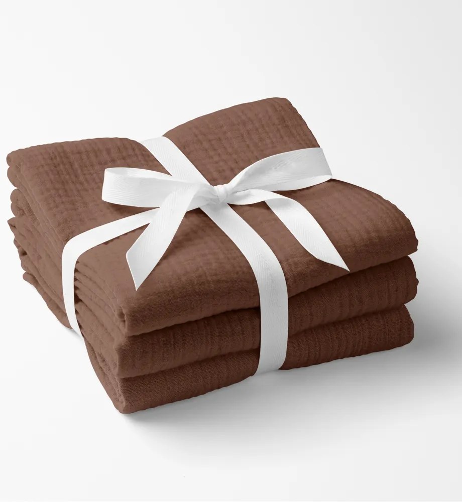 Biante Mušelínová utierka Nature MSN-075 Hnedá - sada 3 ks