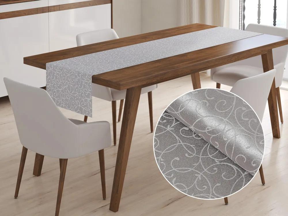 Biante Luxusný dekoračný behúň na stôl PM-013 Ornamenty - sivý 20x120 cm