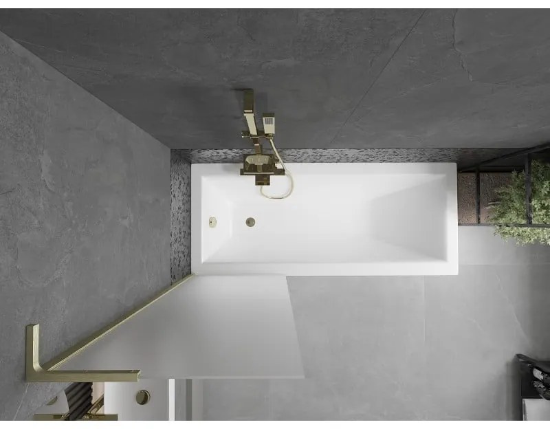 Mexen Next L, 1-krídlová vaňová zástena 60 x 150 cm, 6mm sklo námraza, zlatý matný profil, 895-060-000-03-30-55