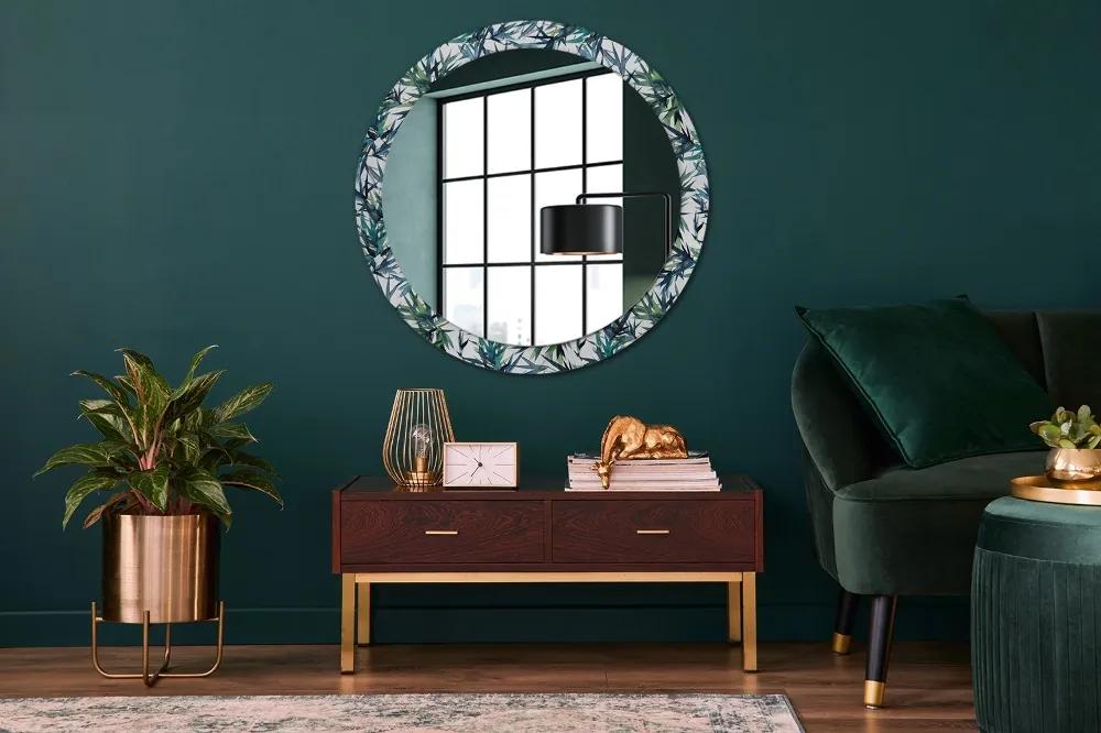 Okrúhle dekoračné zrkadlo s motívom Modré palmy fi 90 cm