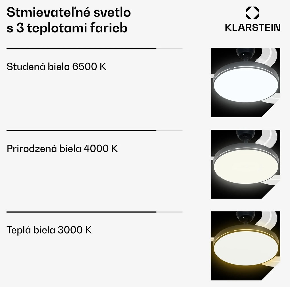 Klarstein AirFold, Inteligentný stropný ventilátor, Zaťahovacie lopatky, Stmievateľné LED svetlo, Smart