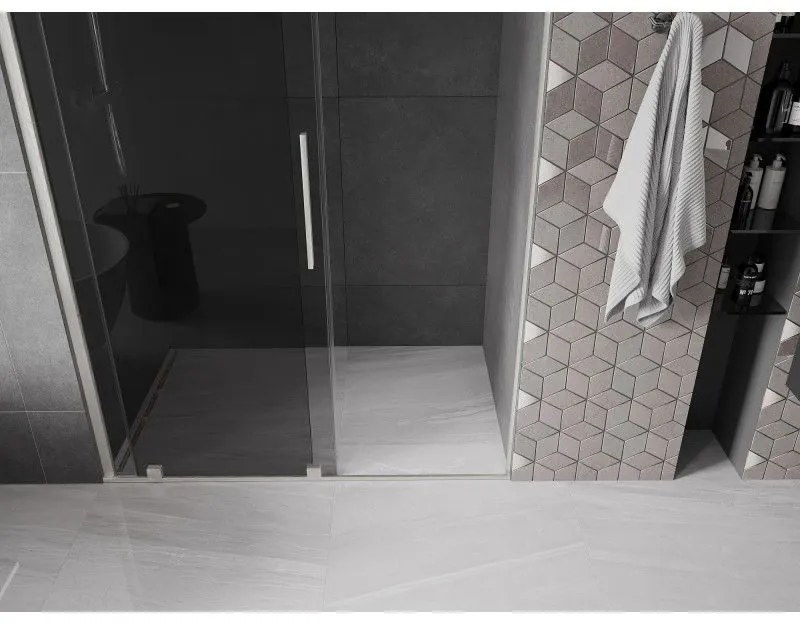 Mexen Velar, posuvné sprchové dvere do otvoru 160 cm, 8mm šedé sklo, brúsená oceľ, 871-160-000-41-97