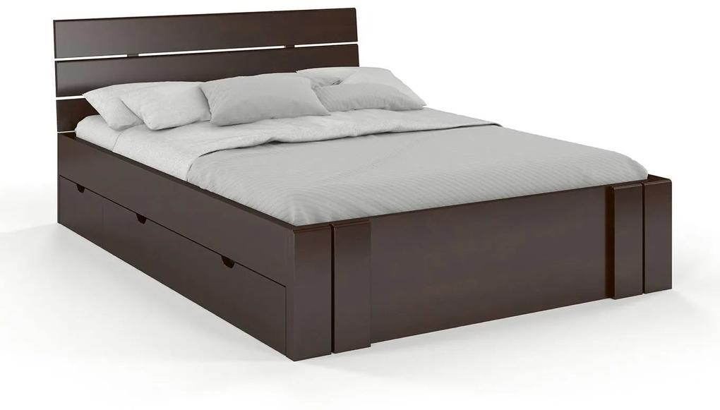 drevko Masívna posteľ Arhus buk s úložným priestorom - palisander Rozmer postele: 120 x 200 cm