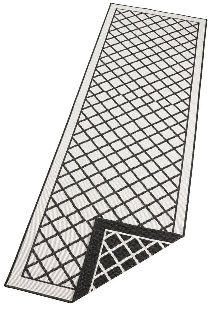 Hanse Home, Kusový koberec Twin Supreme 103425 Sydney black creme – na von aj na doma, 160x230, čierna, chodba / predsieň