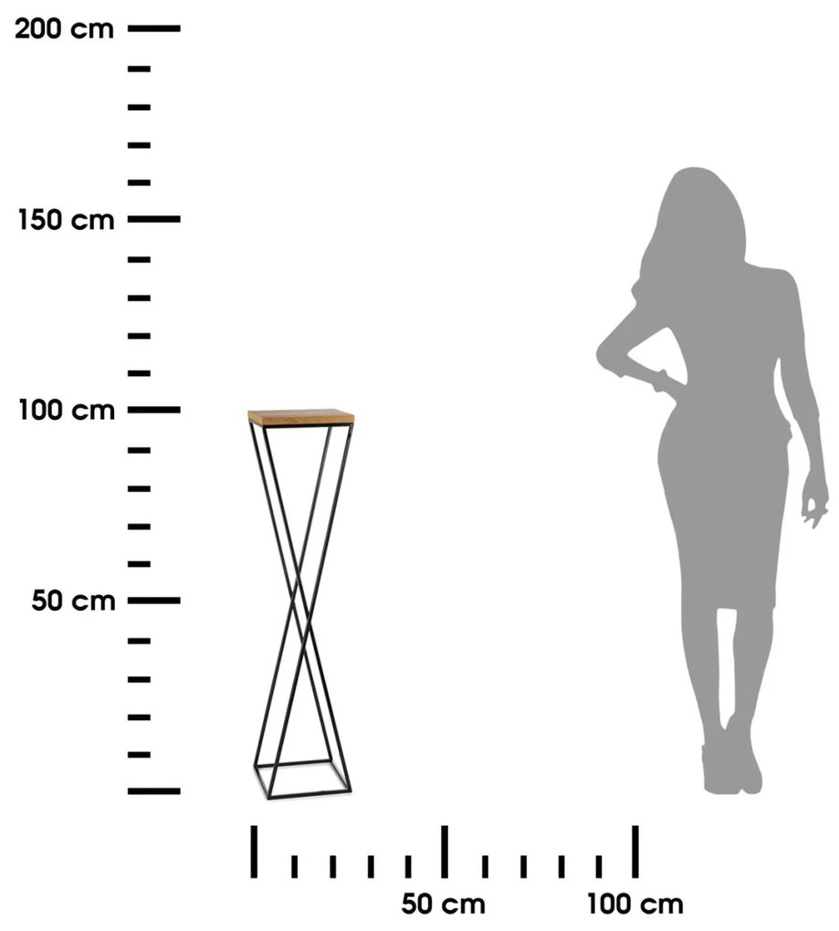 Kvetinový stojan LOFT II 100 cm čierny/dub lancelot