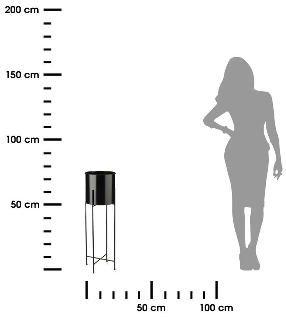 Květináč na stojanu HUGO 75 cm černý