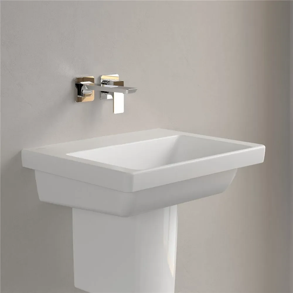 VILLEROY & BOCH Subway 3.0 závesné umývadlo bez otvoru, bez prepadu, 550 x 440 mm, Stone White, s povrchom CeramicPlus, 4A7058RW