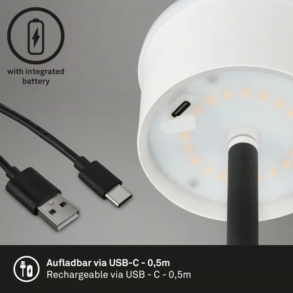 Briloner 1438015 - LED stmievateľná stojaca lampa KIKI 4,3W/5V IP44 2600 mAh čierna
