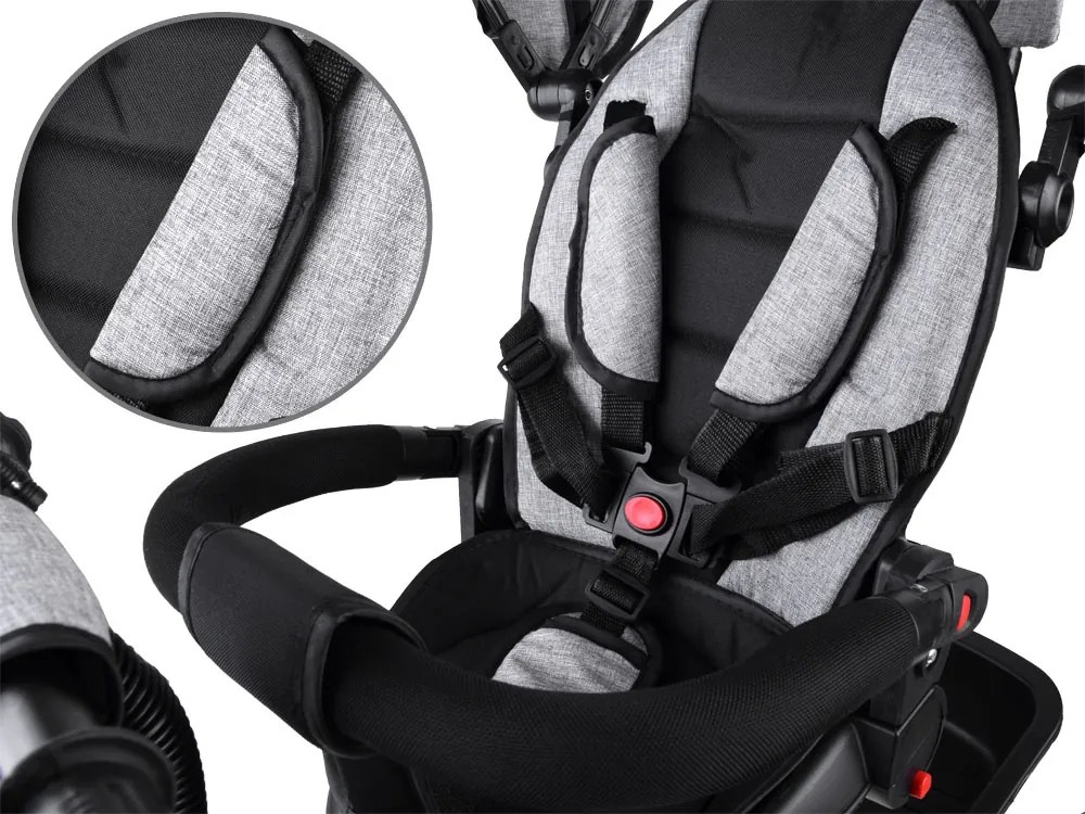 Detská trojkolka Tiny Bike 3 v 1 so strieškou, otočná SP0650 sivá