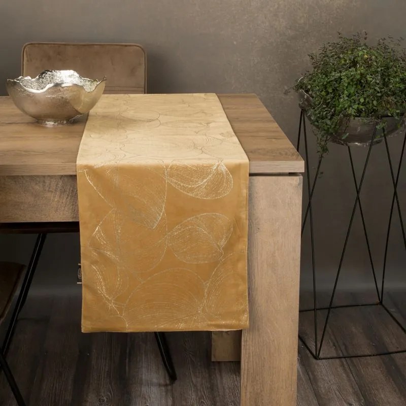 Dekorstudio Elegantný zamatový behúň na stôl BLINK 16 zlatý Rozmer behúňa (šírka x dĺžka): 35x140cm