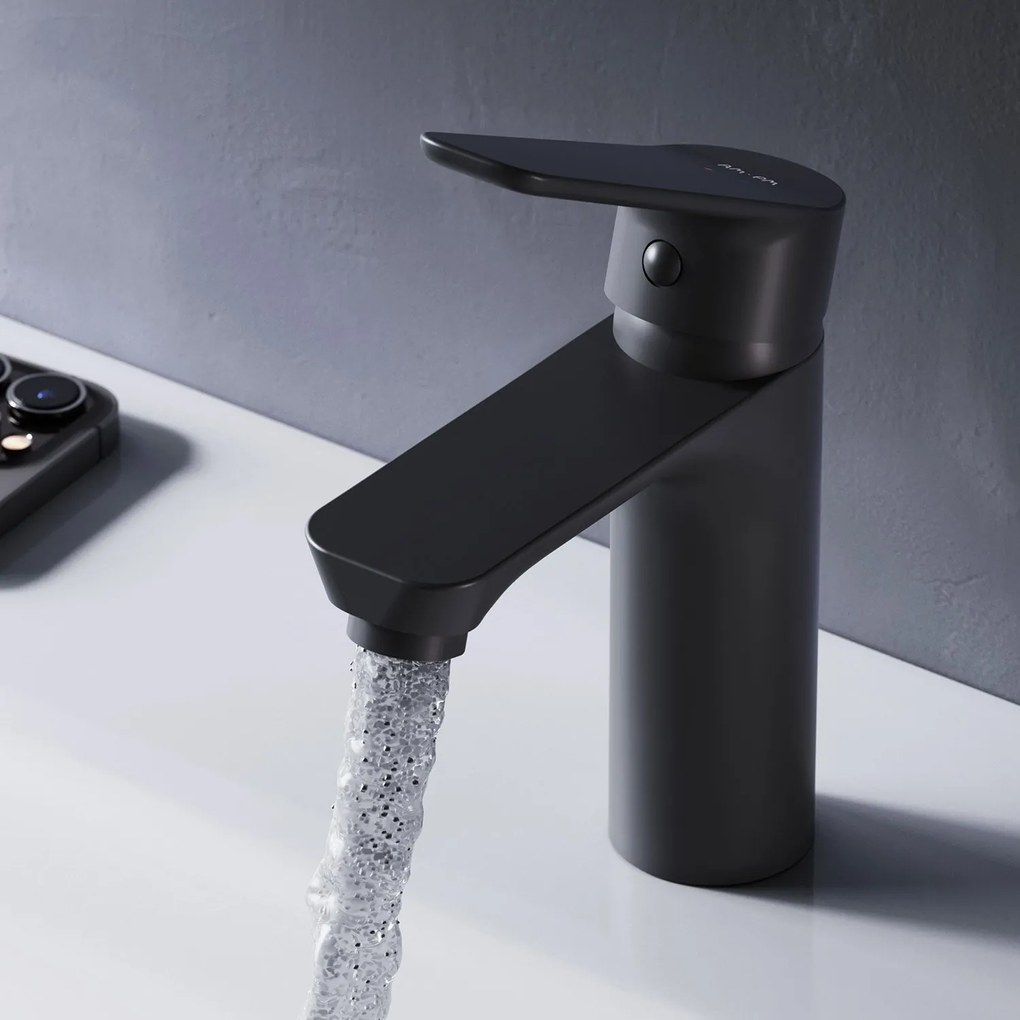 Umývadlová batéria AM.PM Hit FTA82122 jednopáková s odtokovým ventilom, čierna