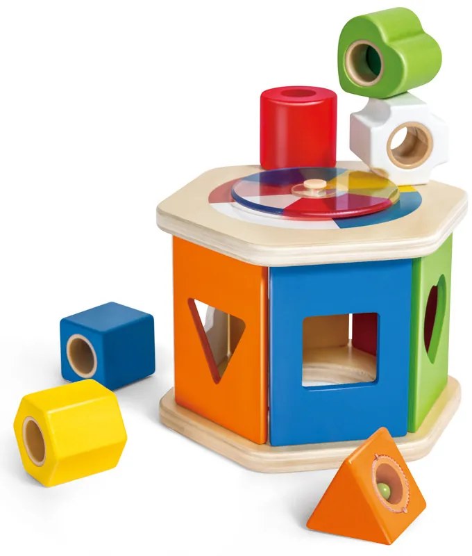 Drevená vkladačka s geometrickými tvarmi