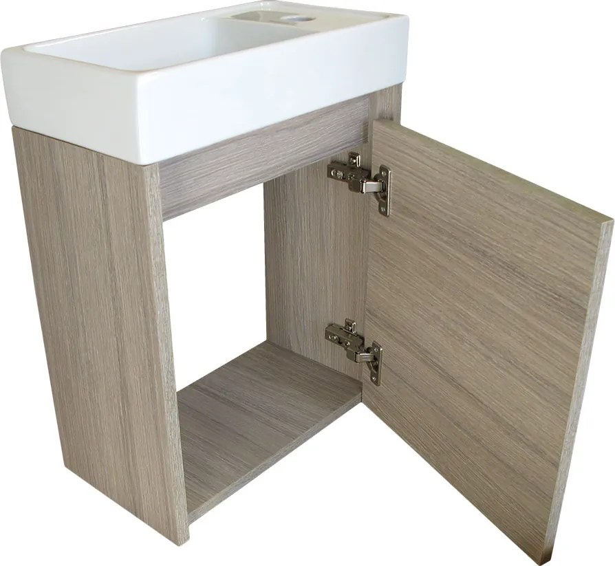 Comodo Kúpeľňová skrinka závesná s keramickým umývadlom Marta 40 Oak P/L