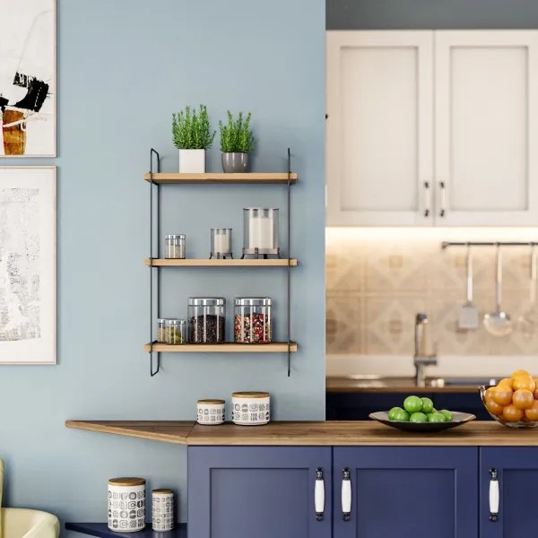 Nástenná polica PULALIS 66x40 cm hnedá/čierna