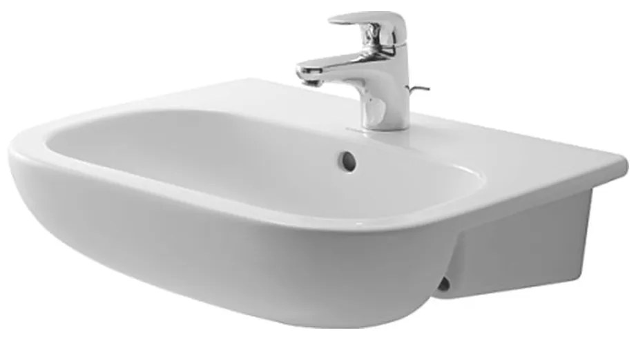 Duravit D-Code - Polozápustné umývadlo, 1 otvor pre armatúru prepichnutý, 55 x 44 mm, biele 0339550000