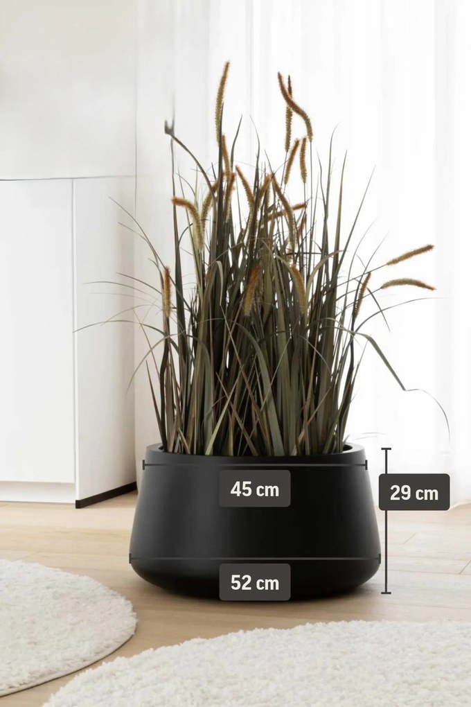Kvetináč GORDO, sklolaminát, výška 29 cm, čierny