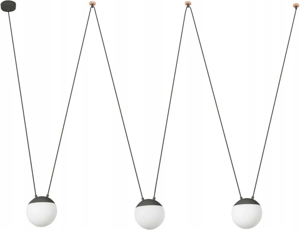 Faro Mine Glass Space 3L závesné svietidlo, šedé, variabilné, E27, opálové s