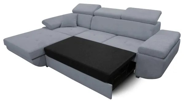 Rozkladacia rohová sedacia súprava s úložným priestorom vo tvare L CASTELO ľavá tmavošedá