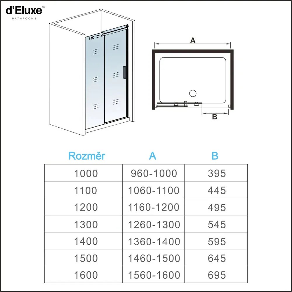 D‘Eluxe - SPRCHOVÉ DVERE - Sprchové dvere RUNNER RS 100-160xcm sprchové dvere posuvné číre 8 chróm univerzálna - ľavá/pravá 110 195 110x195