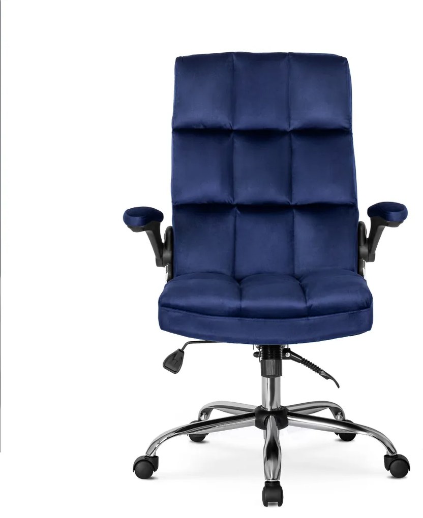 Vintino kancelárska otočná stolička JACOB s chrómovými nohami modrá velúrová zamatová