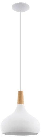 Eglo 901178 - Závesný luster na lanku SABINAR 1xE27/60 W/230 V, pr. 28 cm, biely-